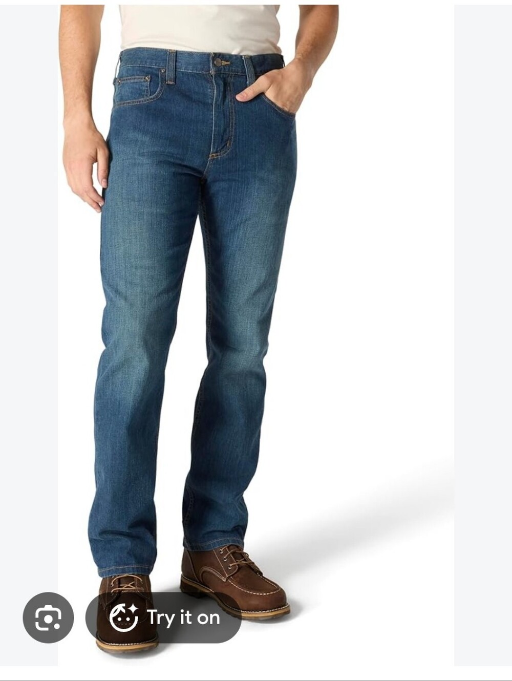 Carhartt Men's Relaxed Straight-Leg Jeans in Washed Blue 34 Waist 28" Inseam